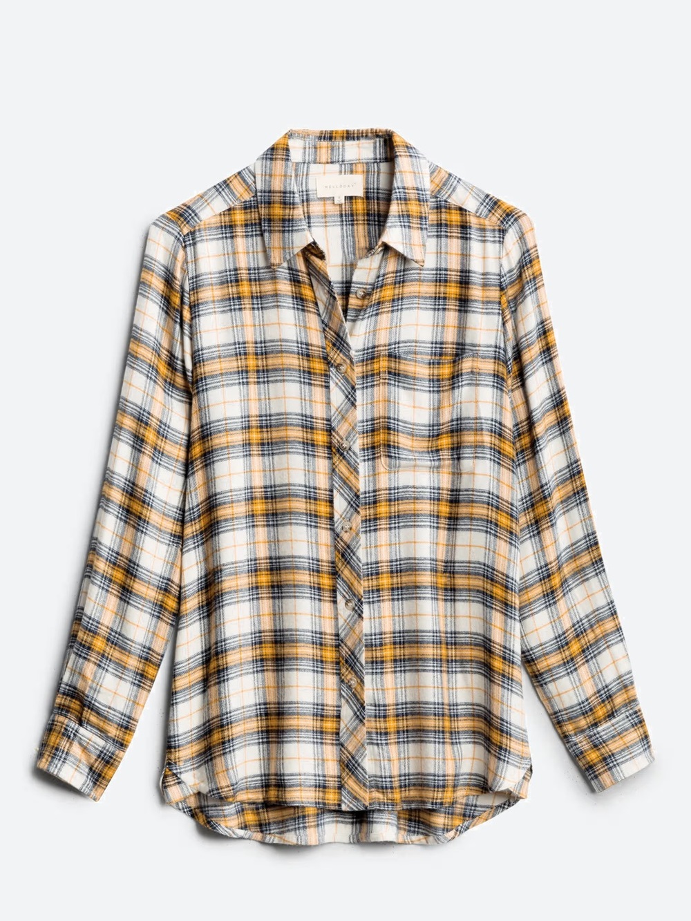 Melloday Amarah Yellow Plaid Flannel Button Down Shirt M Cabincore 90s Grunge